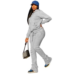 Nuevos chándales de invierno para correr, jersey de lana de algodón con capucha y pantalones apilados, chándales, conjunto de chándal para mujer - Product Image 1