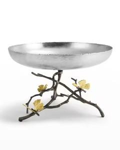 Bol décoratif élégant en argent avec poignées en anneau pour l'affichage d'accent de décoration intérieure de luxe moderne dans un fini de qualité supérieure - Product Image 3