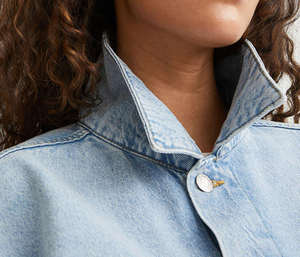 Chaqueta Vaquera Azul Claro para Mujer, Superventas, Personalizable, de Tela de Algodón, Cuello Alto con Peluche, Secado Rápido, para Invierno - Product Image 5