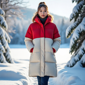 2024 Otoño Invierno chaqueta acolchada larga acolchada para mujer cremallera completa con capucha burbuja abrigo lana forro Logo moda prendas de vestir exteriores - Product Image 1