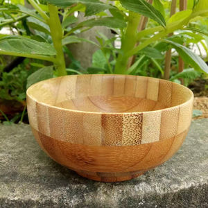 Bol à salade en bambou 100% naturel écologique, cuillère et fourchette faites à la main pour les fruits, bol en bois de noix de coco pour les aliments, cadeaux souvenirs pour les entreprises - Product Image 1