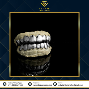 OEM Disponible de grilles de dents en argent sterling 925 pour hommes et femmes Grilles à dents cloutées en diamant de la meilleure qualité - Product Image 3