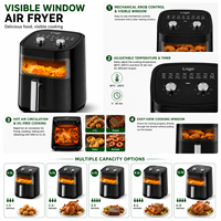 Nouvelle Friteuse à Air Mécanique 2026 de 4,5L, 5L, 6L, 8L, 10L, 12L avec Fenêtre Visible, Température Réglable et Minuteur, Cuisson Sans Huile pour Cuisine Domestique