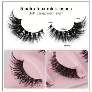 5 Pairs Semi-Hand Made 0.07MM Thickness False Eyelashes-Natural Long Cartoon Eyelashes Wing Tail Design for Eye Extension <b>Lash</b> - Product Image 2