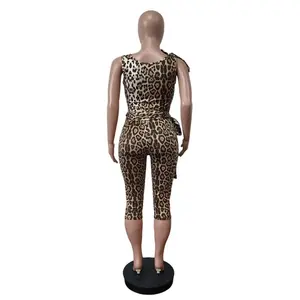 Ensemble de combinaison sexy pour femmes à imprimé léopard, nouvelle arrivée, haut et pantalon - Product Image 5