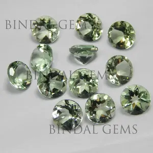 Mücevher yapımı için sertifikalı saf yeşil ametist 8 MM yuvarlak Normal kesim taş
