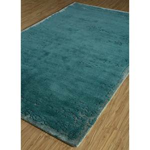 Tapis tufté à la main en laine et viscose, rayé bleu uni, à bruit blanc, rectangulaire 4m pour salon et couloir - Tnq-3204 - Product Image 2