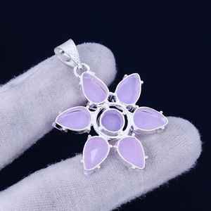 Handmade 925 Sterling Silver <b>Pendant</b> Natural Rose Quartz Gemstones Floral Design Womens Jewelry <b>Fashion</b> <b>Pendants</b> <b>Charms</b> - Product Image 3