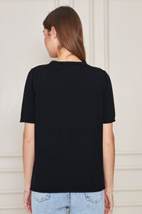 Blusa de punto de manga corta con cuello redondo para mujer, Camiseta cómoda y elegante, transpirable, servicio OEM de alta calidad - Product Image 4