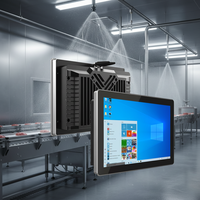 Panel PC Industrial Táctil Resistivo Plano de 15 Pulgadas, Completamente Impermeable IP69K, de Acero Inoxidable, para Plantas de Procesamiento de Alimentos