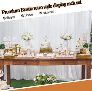 Juego de 4 elevadores de exhibición de madera Soporte rústico para cupcakes Soportes rústicos de madera para pasteles Caja de exhibición apilable de madera para postre Boda - Product Image 5