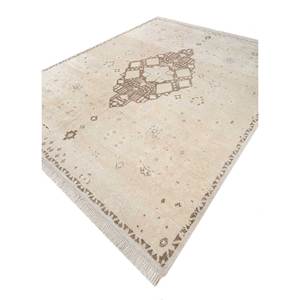 Thyme Ivory Wool Hand Knotted <b>Rugs</b> Large <b>Boho</b> AKWL-13019 Area <b>Rugs</b> for Home for Entryway Hallway Medallion Abstract Rectangle - Product Image 2