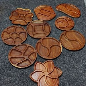 100% plateau de service multi-sections en bois de qualité supérieure en forme de feuille - Product Image 5