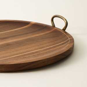 Lo último en bandeja decorativa redonda de madera con mango para servir comida, elegante para el hogar, Hotel, restaurante, uso de bebidas y bandeja para servir comida - Product Image 2