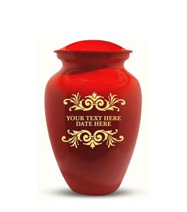 Urna de cremación humana personalizada para cenizas de adultos, urna de latón grabada para hombres y mujeres con nombre, fecha, forma de lápida, tamaño personalizado rojo - Product Image 4