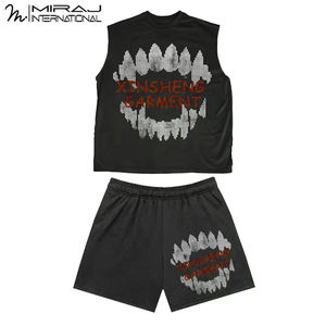2025 été hommes décontracté sans manches t-shirt ensemble court respirant en gros vêtements de rue avec Logo personnalisé impression numérique - Product Image 4