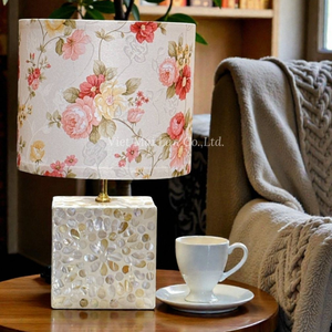 Natural Mother of Pearl Table <b>Lamp</b> Handmade Shell Inlay Lighting Accent <b>for</b> Stylish Home Decor - Product Image 1