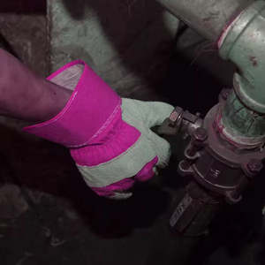 Gants roses de travail de qualité supérieure en cuir de peau de vache Gants de travail de jardinage Gants de sécurité pour la construction industrielle en plein air - Product Image 4