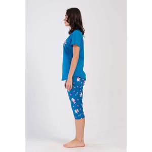 Conjunto de pantalón capri y top de cuello redondo KADIN P.SUPREM O YAKA KISA KOL ETEGI OVAL - PETROL - PETROL - Product Image 2