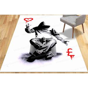 Alfombra con estampado de grafiti Love Banksy, decoración de oficina antideslizante, alfombra tipo tapiz - Product Image 1