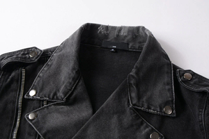 High Street Style Casual Men's Denim <b>Jacket</b> Winter Wear Customized Sportswear Breathable Windproof Zipper Stand Collar Solid - Product Image 3