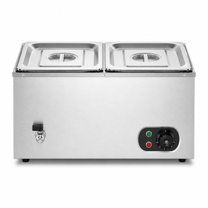 Commercial Double Pan Electric Soup <b>Warmer</b> Bain Marie 1.5kW for <b>Buffet</b> Restaurant Food Holding Station - Product Image 1