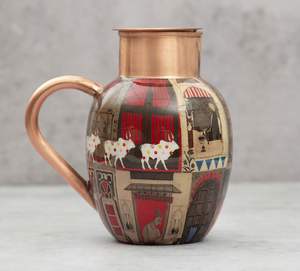 Peacock Design Copper Jug Set With Natural Antibacterial Properties Keep the Peacock Copper Jug Set Handy on Your <b>Desk</b> - Product Image 2