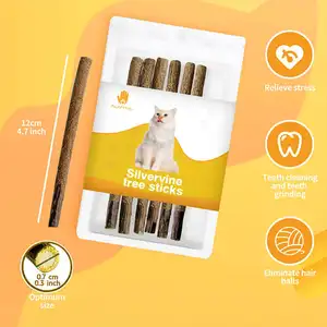 Amozan Hot Sell Cleaning Teeth Sticks Pure Natural Silvervine Sticks Covered With Gall Fruit Silvervine Cat Pet Chew Toys