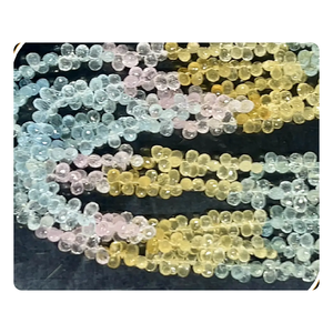 ลูกปัดหยดน้ำ briolette หลายเหลี่ยมเพชรพลอยสีอะความารีนธรรมชาติขนาด4มม. ขนาด8นิ้วเครื่องประดับแบบเกลียวทำให้ได้รับการรับรองเกรด AAA ccgtc - Product Image 1