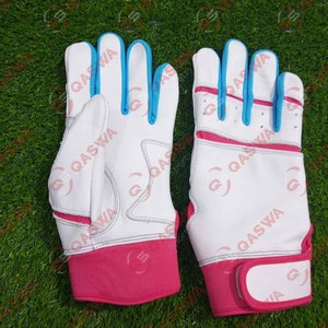 Lo último en guantes de bateo de béisbol de color blanco, rosa y azul con puño corto, guantes de bateo de béisbol de cuero de vaca de alta calidad - Product Image 1