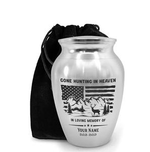 Urnes de chasse au cerf personnalisées en acier inoxydable urne décorative gravée de taille personnalisée pour adultes cendres humaines argent - Product Image 5