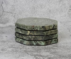 Sous-verres en marbre vert indien Angelo, lot de 4, sous-verres en pierre octogonaux épais - Product Image 1
