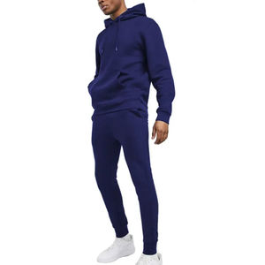 Vente en gros de survêtements d'hiver pour hommes à la mode sweat à capuche zippé à motif uni avec joggers en tissu polaire doux col à capuche - Product Image 6