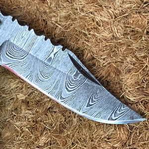 Couteau utilitaire à lame coulissante pleine soie, manche en bois, lame en acier Damas, OEM, garantie 3 ans, étui en cuir - Product Image 5