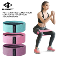Bandes de Résistance en Tissu Polyester Épais pour Hanches et Fessiers, Logo Personnalisé, Antidérapantes, Élastiques Tricotées pour Yoga et Entraînement en Salle de Sport (Vente en Gros)