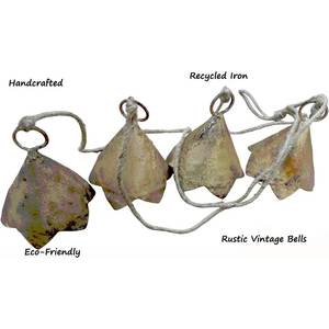 Carillons à vent vintage shabby chic modernes, clochettes à fleurs en métal, carillons suspendus avec corde pour jardin, terrasse extérieure, style bohème, maison - Product Image 3