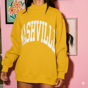 Sudadera de lana de manga larga con cuello simulado Reversible de gran tamaño de alta calidad para mujer, sudadera de punto con estampado de letras y logotipo personalizado - Product Image 6