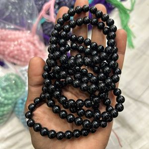 MOOLYAVAAN UNISEXE 8MM Cristal Naturel Perles Noires Bracelet Stretch Charm Coeur Unisexe Lâche Pierres Précieuses Perles Noir Charme Bracelet - Product Image 3