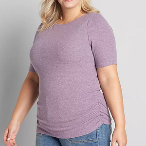 T-shirt d'entraînement pour femme avec logo personnalisé uni surdimensionné à séchage rapide en coton polyester soie grande taille longueur short pour le printemps automne - Product Image 1