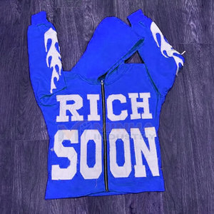 <b>Men</b> Distressed Embroidery Hoodie 100% Cotton Warm Fleece Pullover Sweatshirt <b>for</b> Winter Wear - Product Image 2