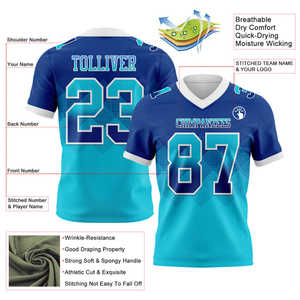 Maillot de football américain en maille pour jeunes avec impression dégradée de motif de drapeau de coupe authentique et uniforme personnalisé de forme carrée - Product Image 4