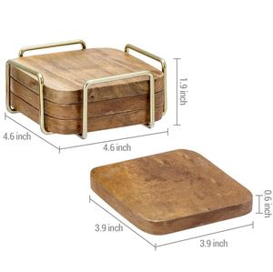 Les sous-verres sont fabriqués à partir de bois naturel, durabilité connue et motifs de grain distinctifs, et sont livrés avec un support en métal forgé vieilli - Product Image 4