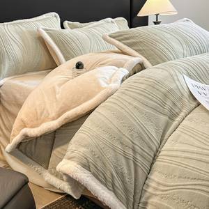 Juego <span class=keywords><strong>de</strong></span> Sábanas y Funda <span class=keywords><strong>de</strong></span> Edredón <span class=keywords><strong>de</strong></span> Forro Polar <span class=keywords><strong>de</strong></span> Poliéster <span class=keywords><strong>de</strong></span> Cuatro Piezas, Grueso, Cálido, <span class=keywords><strong>de</strong></span> Doble Cara, con Estampado <span class=keywords><strong>de</strong></span> Plantas Sencillas <span class=keywords><strong>de</strong></span> Invierno - Product Image 2