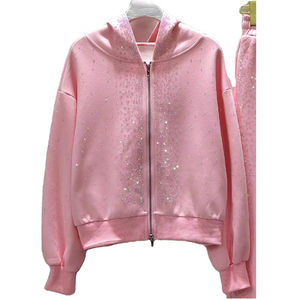 ชุดวอร์มผ้าฟลีซผ้าฝ้ายกันน้ำสำหรับผู้หญิงชุดวอร์มผ้า100% พลอยเทียมสำหรับฤดูหนาวดีไซน์สมบูรณ์แบบโลโก้/สีออกแบบได้ตามต้องการ - Product Image 4