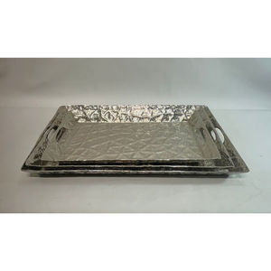 Best Quality Elegant Hammered Silver Serving Tray Set Handles luxurious stylish home decor wholesale price - Product Image 4