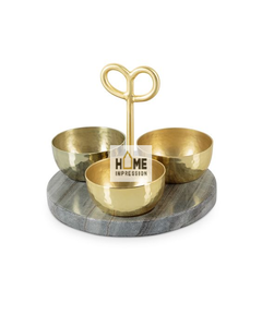Ensemble de 2 bols de design moderne fantaisie de taille différente couleur gris et or bols décoratifs simples ustensiles de cuisine design fantaisie moderne - Product Image 2