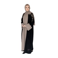 Abaya sur mesure en gros pour femmes, style arabe, 2023, grande taille, robe longue islamique brodée, vêtements Aba, combinaison deux couleurs