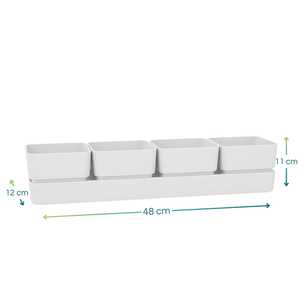 Piantatrice rettangolare dal Design moderno con 4 vasi di fiori in plastica resistenti ai raggi UV per il giardino del balcone - Product Image 2