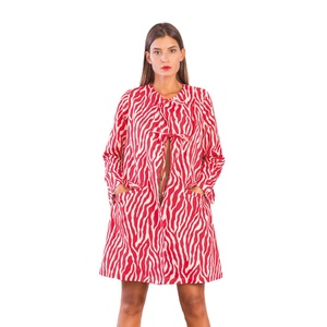 Váy cotton ngắn với tay áo dài, in hình động vật, cài nút ở mặt trước, ánh sáng, thiết kế Ý, phong cách mùa xuân gợi cảm - Product Image 1
