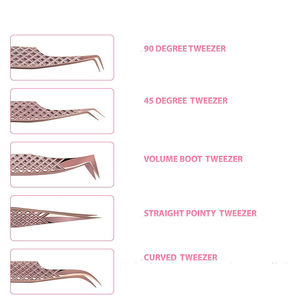 Ensemble de pinces à cils professionnelles très vendues, en acier inoxydable, pointes en fibre antistatiques, emballage personnalisable avec logo, cils et sourcils - Product Image 4